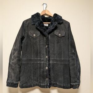 WILSONS LEATHER MAXIMA Black Shearling-Lined Jacket – Women’s L